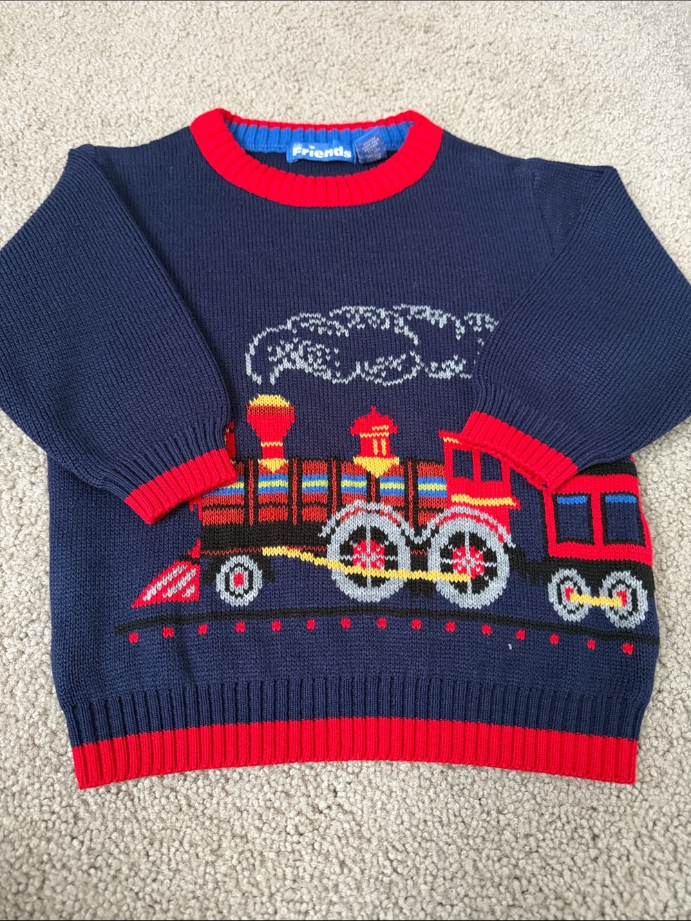 Train Navy & Red Train Knit Sweater for Kids